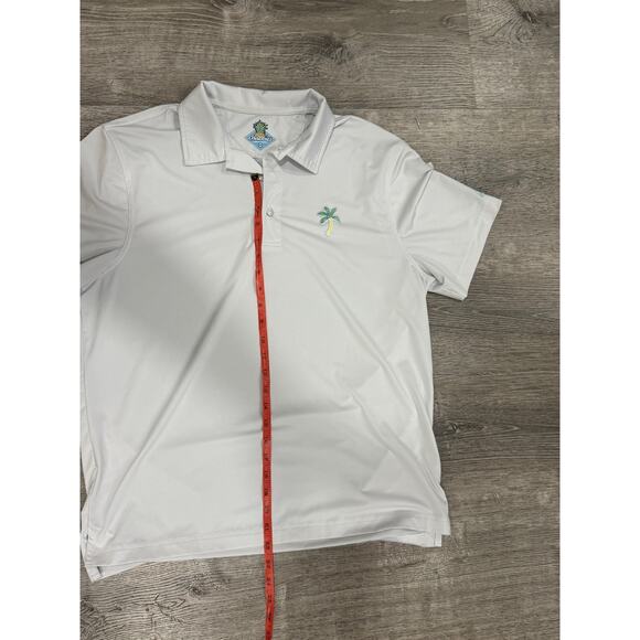 Chubbies Polo Shirt Mens Medium White Performance Stretch Palm Tree Golf - Picture 4 of 5